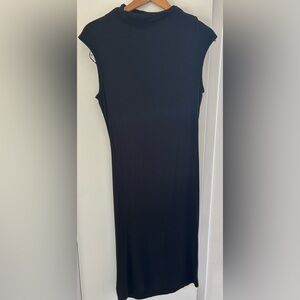 Hem & Thread Black Ribbed Knit mock neck dress
